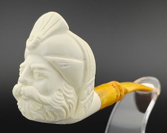 King Sultan Meerschaum  Pipe,Block Meerschaum Pipe,Unique Meerschaum Pipes,With Case