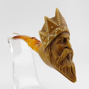 King Meerschaum Pipe,Block Meerschaum Pipe,Unique Meerschaum Pipes,With Case