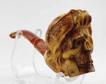 Skull Meerschaum Pipe,Block Meerschaum,Unique Meerschaum Pipes,With Case