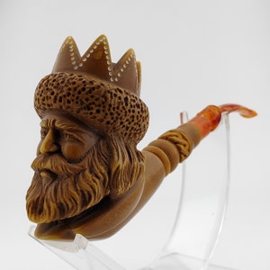 King Meerschaum Pipe,Block Meerschaum Pipe,Unique Meerschaum Pipes,With Case