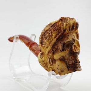 Skull Meerschaum Pipe,Block Meerschaum,Unique Meerschaum Pipes,With Case