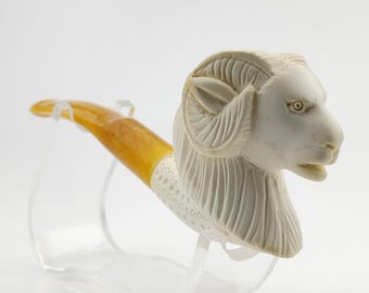 Ram Aries Meerschaum Pipe,Block Meerschaum,Unique Meerschaum Pipes,With Case