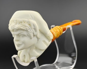 Christmas Elf Meerschaum Pipe,Block Meerschaum,Unique Meerschaum Pipes,With Case and Christmas Pouch,Christmas Gift,New Year Gift
