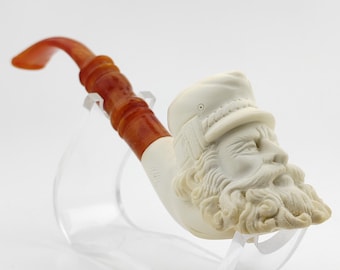 American Soldier Meerschaum Pipe,Block Meerschaum Pipe,Unique Meerschaum Pipes,With Case,Civil War Soldier