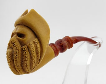 Davy Jones Meerschaum Pipe,Block Meerschaum,Unique Meerschaum Pipes,With Case