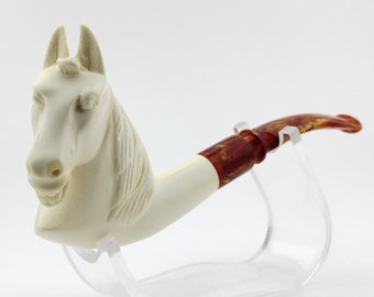 Mustang Horse Meerschaum Pipe,Block Meerschaum,Unique Meerschaum Pipes,With Case,海泡石管