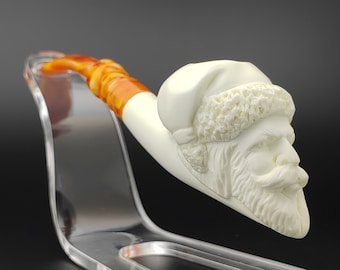 Ho Ho Ho Santa Claus Father Christmas Meerschaum Pipe,Block Meerschaum,Unique Meerschaum Pipes,With Case,Christmas Gift,New Year Gift