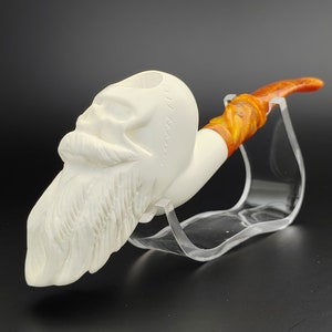 Bearded Skull Meerschaum Pipe,Block Meerschaum,Unique Meerschaum Pipes,With Case
