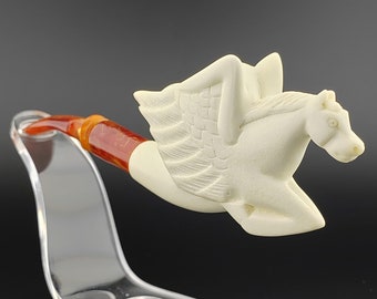 Pegasus Meerschaum Pipe,Block Meerschaum,Unique Meerschaum Pipes,With Case, Pegasus Horse Greek Mythology Pipe