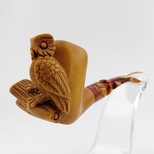 Owl Meerschaum Pipe,Block Meerschaum Pipe,Unique Meerschaum Pipes,With Case,Birthday Gift,Christmas Gift