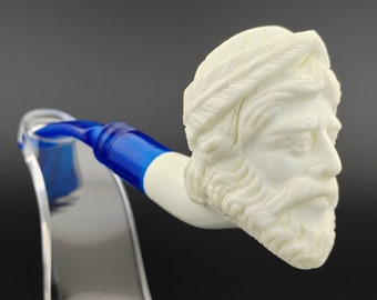Zeus Meerschaum Pipe,Block Meerschaum,Unique Meerschaum Pipes,With Case,Sky and Thunder God,Greek Mythology Pipe