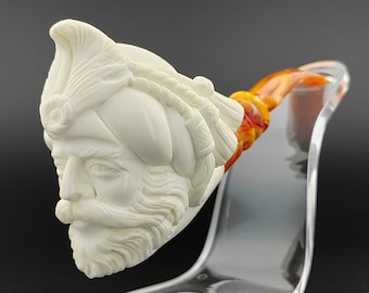 King Sultan Meerschaum  Pipe,Block Meerschaum Pipe,Unique Meerschaum Pipes,With Case