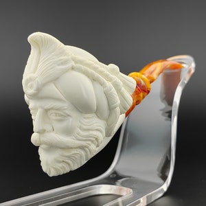King Sultan Meerschaum  Pipe,Block Meerschaum Pipe,Unique Meerschaum Pipes,With Case