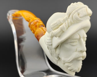 Cavalier Meerschaum Pipe,Block Meerschaum Pipe,Unique Meerschaum Pipes,With Case