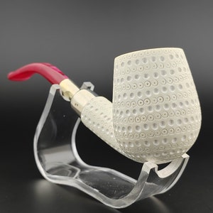 Classic Lattice Silver Spigot Meerschaum Pipe,Block Meerschaum, Unique Meerschaum Pipes,With Case