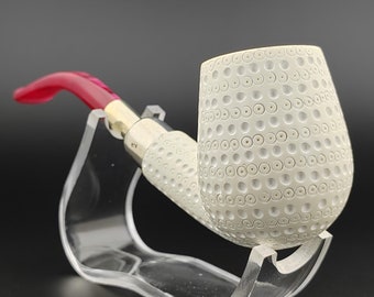 Classic Lattice Silver Spigot Meerschaum Pipe,Block Meerschaum, Unique Meerschaum Pipes,With Case