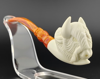 Buffalo Meerschaum Pipe,Block Meerschaum,Unique Meerschaum Pipes,With Case