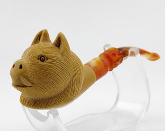 Wild Boar Meerschaum Pipe,Block Meerschaum,Unique Meerschaum Pipes,With Case