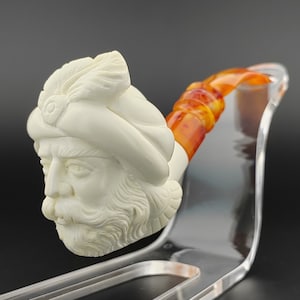 King Sultan Meerschaum  Pipe,Block Meerschaum Pipe,Unique Meerschaum Pipes,With Case