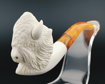Buffalo Meerschaum Pipe,Block Meerschaum,Unique Meerschaum Pipes,With Case