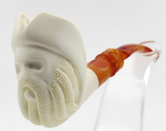 Davy Jones Meerschaum Pipe,Block Meerschaum,Unique Meerschaum Pipes,With Case