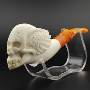 Skull Meerschaum Pipe,Block Meerschaum,Unique Meerschaum Pipes,With Case