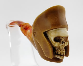 Skull Meerschaum Pipe,Block Meerschaum,Unique Meerschaum Pipes,With Case,Christmas Gift,Birthday Gift,New Year Gift,Gift for him