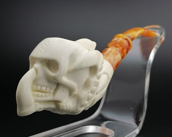 Skull Claw Meerschaum Pipe,Block Meerschaum,Unique Meerschaum Pipes,With Case