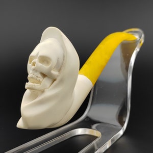 Skull Meerschaum Pipe,Block Meerschaum,Unique Meerschaum Pipes,With Case