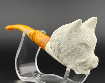 Wild Boar Meerschaum Pipe,Block Meerschaum,Unique Meerschaum Pipes,With Case