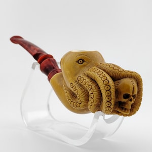 Octopus Skull Meerschaum Pipe,Block Meerschaum,Unique Meerschaum Pipes,With Case