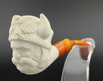 Viking Meerschaum Pipe,Block Meerschaum Pipe,Unique Meerschaum Pipes,With Case