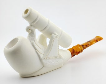Cannon Meerschaum Pipe,Block Meerschaum,Unique Meerschaum Pipes,With Case,Pfeife,War Cannon