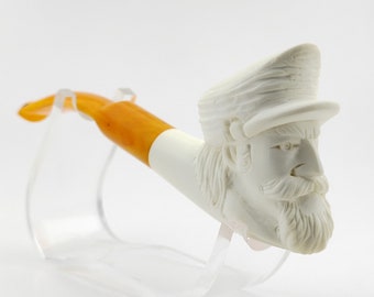 American Soldier Meerschaum Pipe,Block Meerschaum Pipe,Unique Meerschaum Pipes,With Case,Civil War Soldier