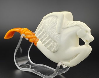 Pegasus Meerschaum Pipe,Block Meerschaum,Unique Meerschaum Pipes,With Case, Pegasus Horse Greek Mythology Pipe