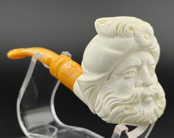 King Sultan Meerschaum  Pipe,Block Meerschaum Pipe,Unique Meerschaum Pipes,With Case