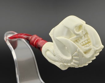Skull Claw Meerschaum Pipe,Block Meerschaum,Unique Meerschaum Pipes,With Case