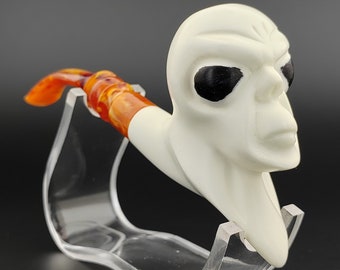 Alien Meerschaum Pipe,Block Meerschaum,Unique Meerschaum Pipes,With Case,Alien Ufo Pipe