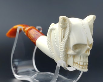 Cobra Skull Meerschaum Pipe,Block Meerschaum,Unique Meerschaum Pipes,With Case
