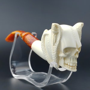 Cobra Skull Meerschaum Pipe,Block Meerschaum,Unique Meerschaum Pipes,With Case