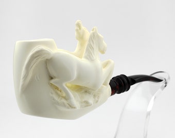 Mustang Horses Meerschaum Pipe,Block Meerschaum,Unique Meerschaum Pipes,With Case,海泡石管