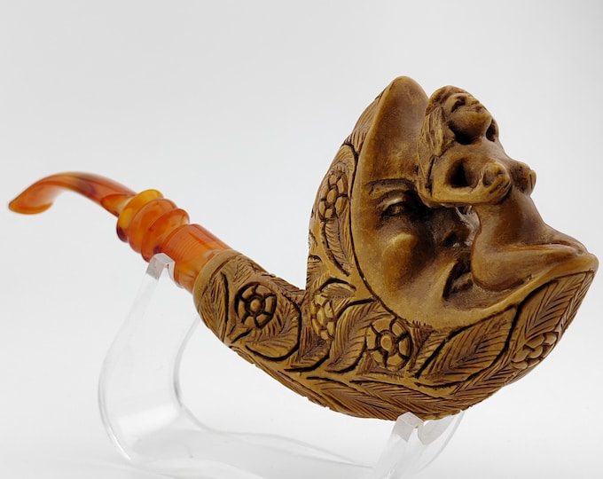 Featured listing image: Moon Nude Lady Meerschaum Pipe,Block Meerschaum Pipe,Unique Meerschaum Pipes,With Case