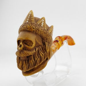 King Skull Meerschaum Pipe,Block Meerschaum,Unique Meerschaum Pipes,With Case