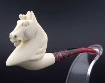 Mustang Horse Meerschaum Pipe,Block Meerschaum,Unique Meerschaum Pipes,With Case,海泡石管