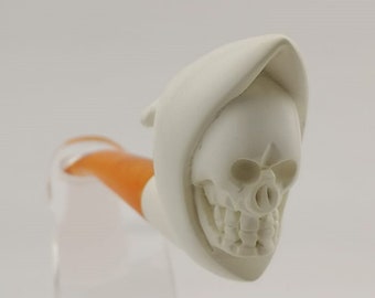 Skull Meerschaum Pipe,Block Meerschaum,Unique Meerschaum Pipes,With Case