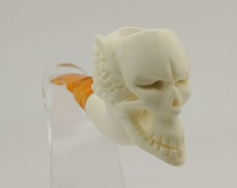 Devil Skull Meerschaum Pipe,Block Meerschaum,Unique Meerschaum Pipes,With Case