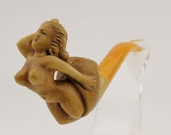 Nude Lady Meerschaum Pipe,Block Meerschaum Pipe,Unique Meerschaum Pipes,With Case,Naked Woman,Naked Lady