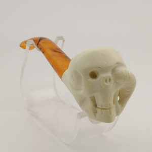 Skull Meerschaum Pipe,Block Meerschaum,Unique Meerschaum Pipes,With Case