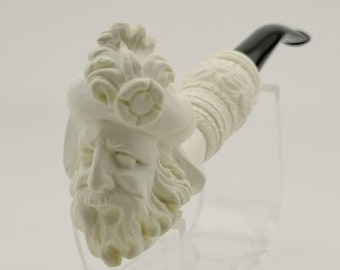 King Sultan Meerschaum  Pipe,Block Meerschaum Pipe,Unique Meerschaum Pipes,With Case
