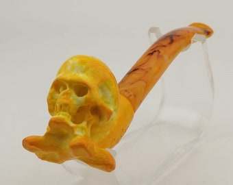 Skull Meerschaum Cigarette Holder,Block Meerschaum,Unique Meerschaum Pipes,With Case